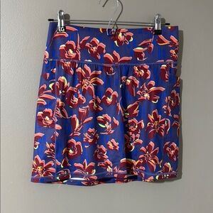 Athleta Vibrant Floral Mini Skirt - Blue and Red